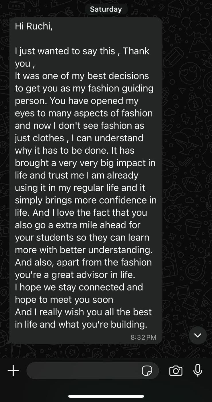 WhatsApp review from Finance professional